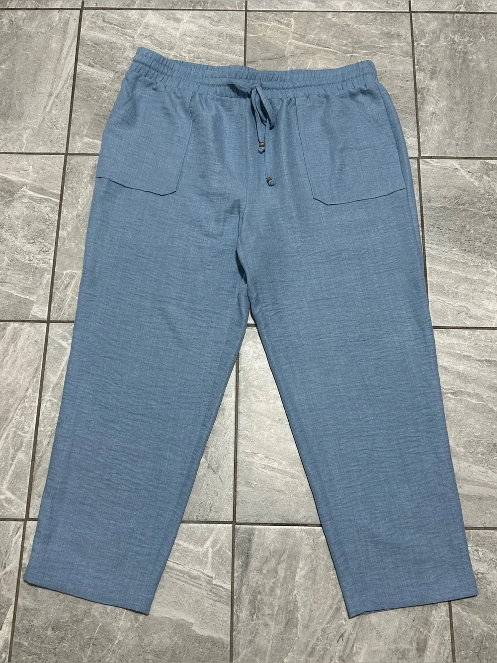 NYCC New York Clothing Co Blue Drawstring Straight Leg Pants Women XL